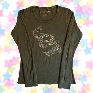 Y2K Bedazzled Dragon Long Sleeve Top